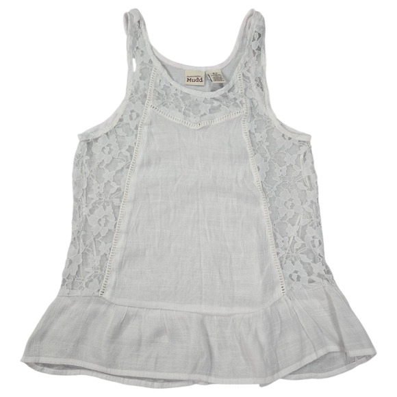 Mudd Womens XS White Sleeveless Top Sheer Y2K Whimsigoth Country Summer EUC - Picture 1 of 7